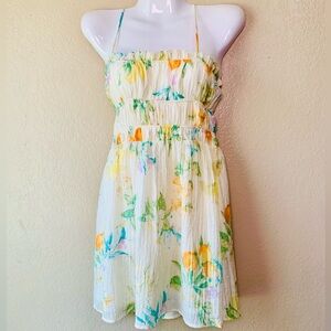 Forever 21 Floral Fruit Smocked Milkmaid CottageCore Mini Dress Size S